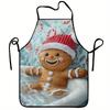 1pc 23.62x31.5inch Christmas Gingerbread for Man Print Apron Durable, Washable Polyester Kitchen Dining Apron
