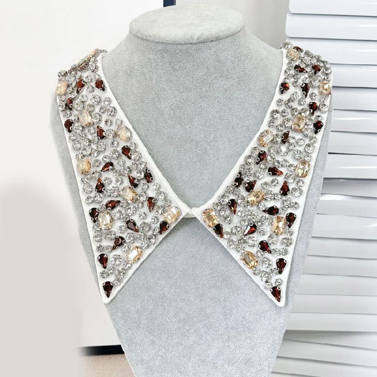Fashion Jeweled Detachable Collar Shawl Versatile Lapel Colorful Rhinestones Collar Shawl for Dress Shirt