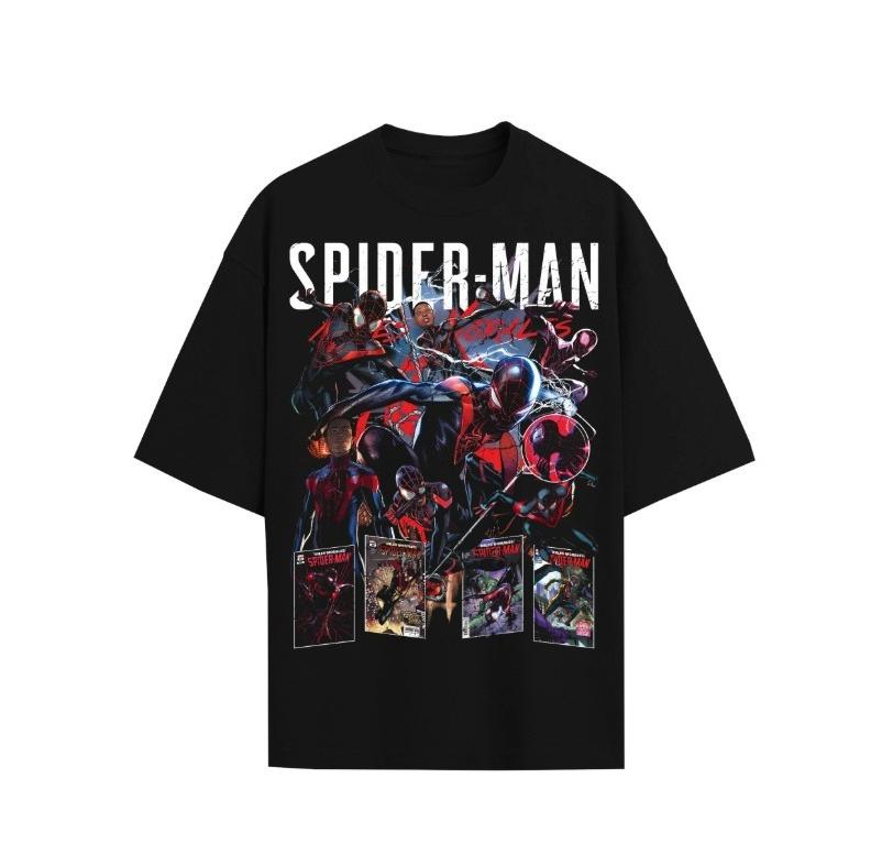 

SpiderMan Across The SpiderVerse Graphic TShirt Miles Morales MultiVerse Comic Collage Cotton Tee for Men Kids Top S