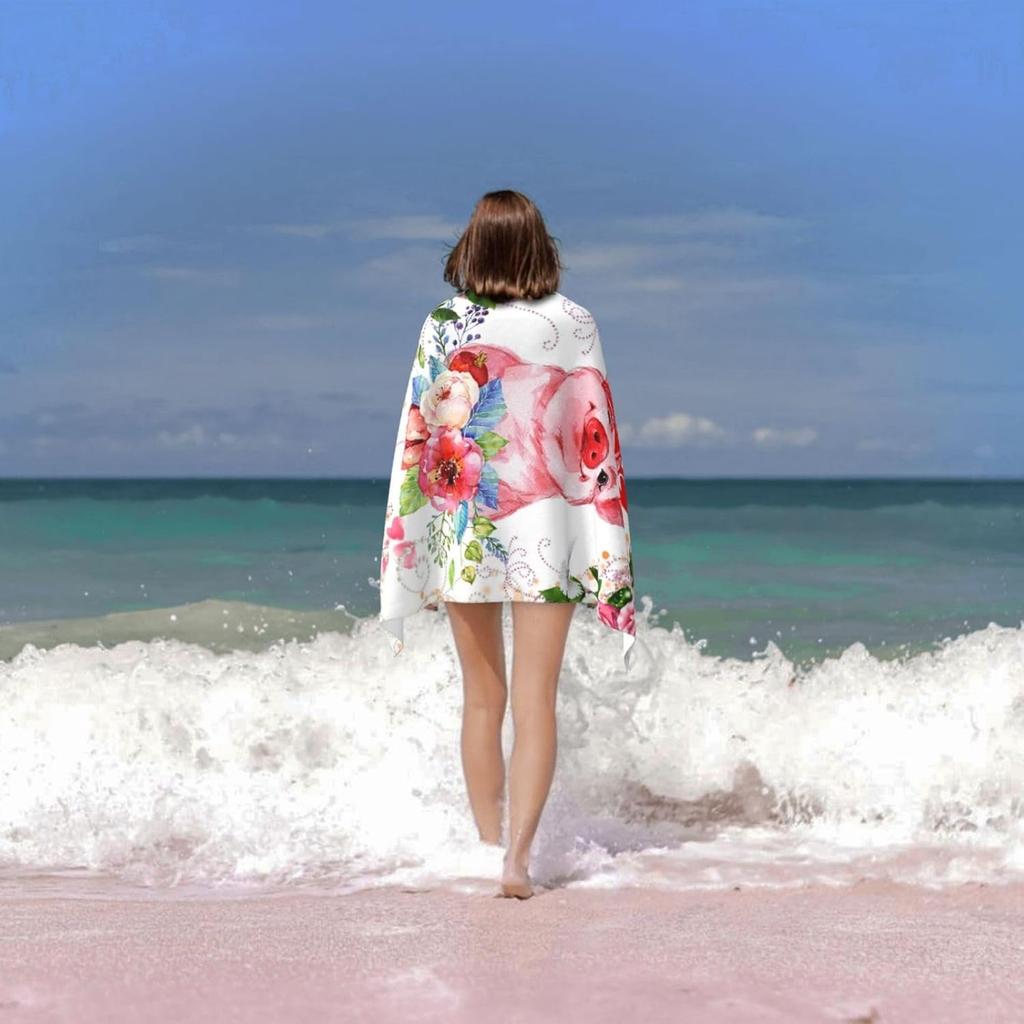 Pink piggy Bee Beach Towel for Family stuffs friends Gifts Quick-Dry Sand free For Bath Yoga Tourism Beach Camping Swimming GYM
