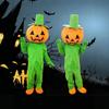 Halloween Pumpkin Man Costume Plush Mascot Suit Walking Character Outfit Stage Performance Prop Scarecrow Headpiece