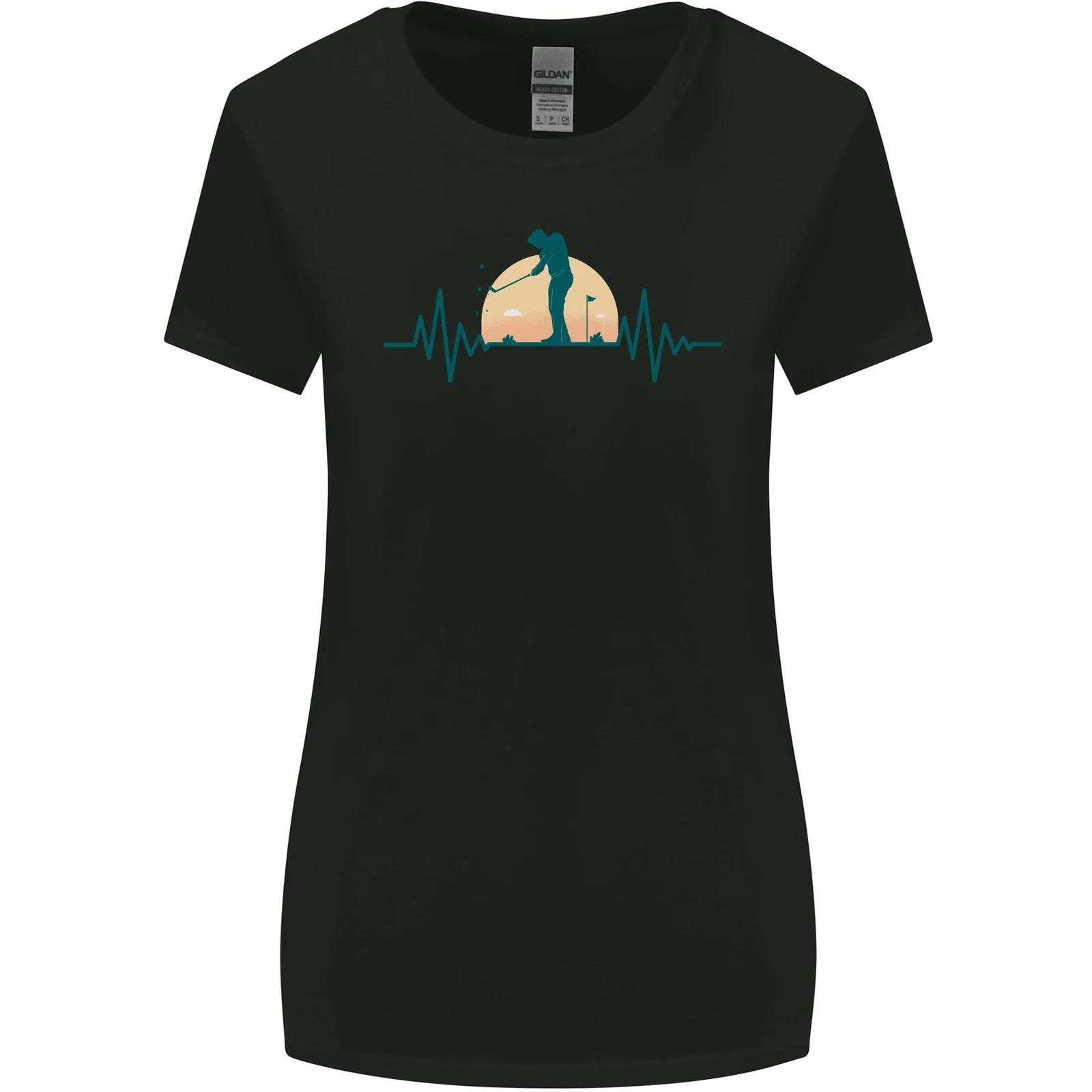 Golf Heartbeat Pulse Womens Wider Cut T-Shirt S