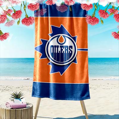 "Orange and Blue Oilers Logo Design" Patterned Beach Towel Quick Dry Perfect for Travel Outdoor Sports Jogging the Beach and Swimming