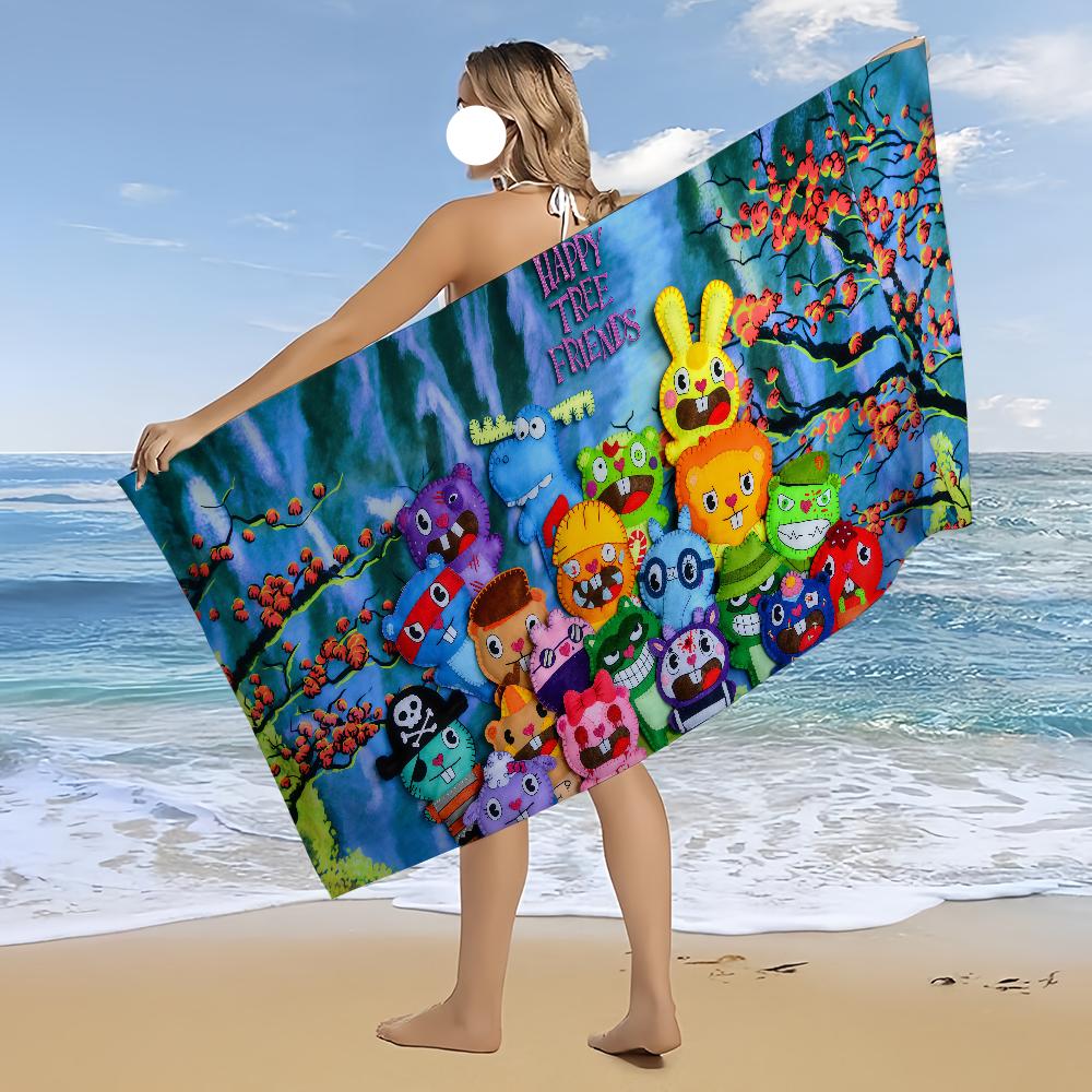 Towel Friends Beach Bath Quick-Drying Lightweight Portable Sauna Tree Camping Happy Swim Pool Travel