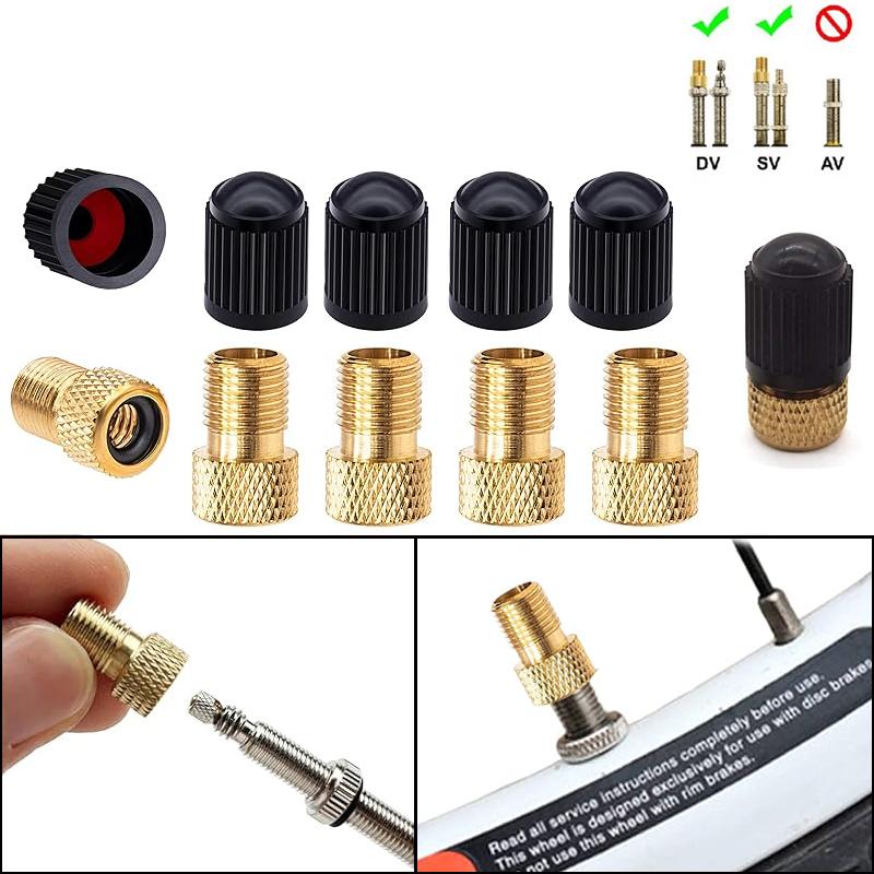 2~8pcs Bicycle Valve Pump Converter Adapter Presta to Schrader Convert Nozzle Inflation Adaptor F/V To A/V Bike Valve Adapter Mass Air Flow 3