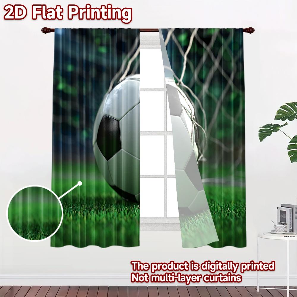 2D Flat Printing 2pcs Curtain Window Treatment Curtains Soccer Goal Moment Digital Printed Polyester Drapes Festive Wall Decor