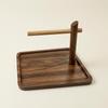 Desktop Storage Rack Walnut Wood Finish necklace hanger with tray Raised Rims Organizer