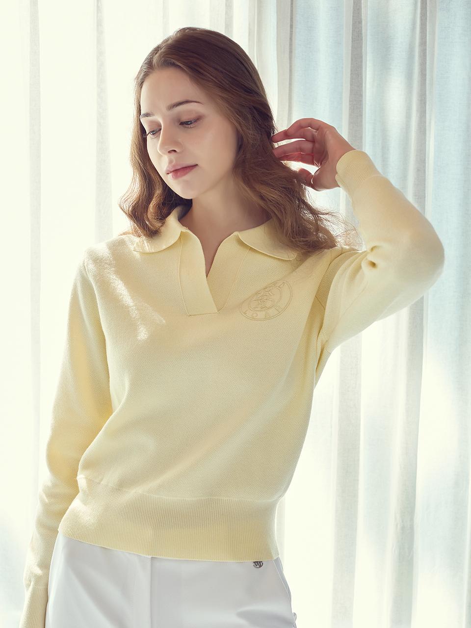 Road Roar Signature Collar Long Sleeve Knit Yellow Yellow/L
