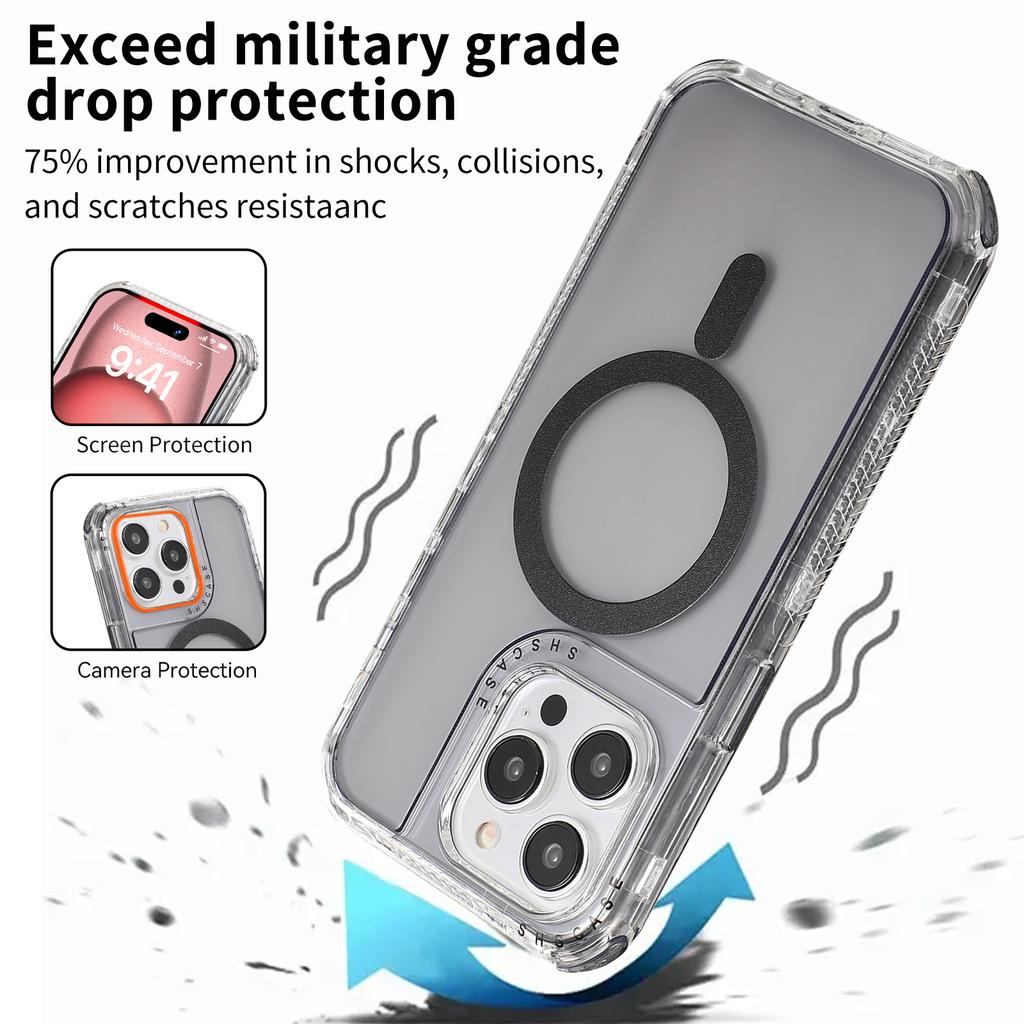 For iPhone 14 Pro Max Magnetic Case Reinforced Corners PC+TPU Phone Cover