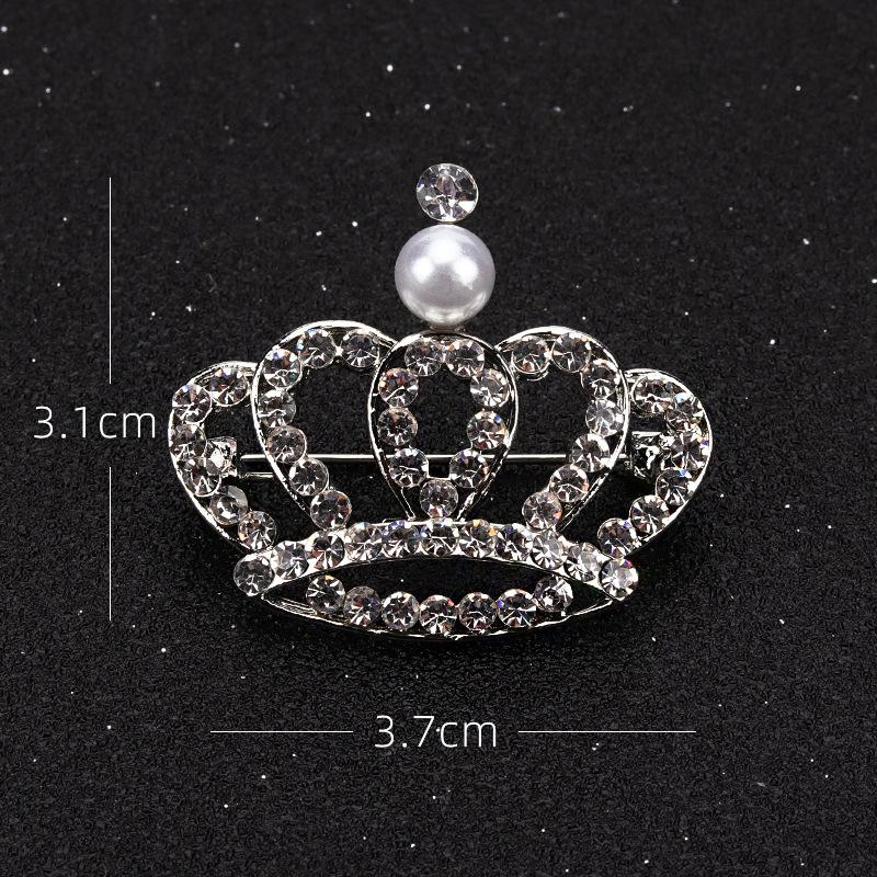 Brooch Women's Accessories High-end Crown Small Neckpin Dress Brooch Sweater Suit Pin Crystal Pearl Neckpin