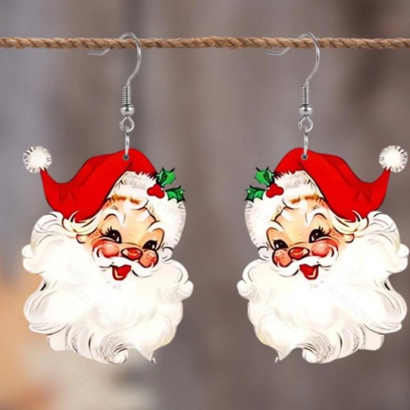 Charming Santa Claus Acrylic Earrings - Festive Holiday Jewelry