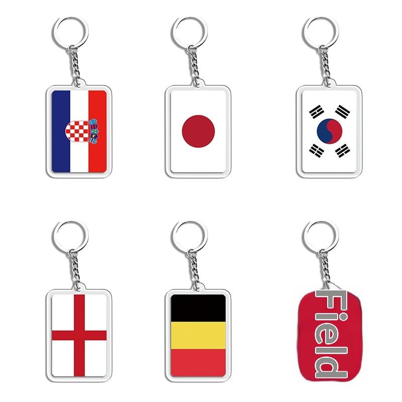 Acrylic Keychain Country Flags Collection United States Spain Russia France For Car Key Bag Gift Souvenir