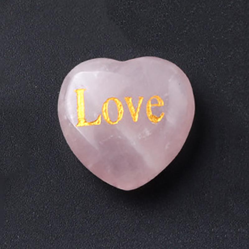 

1pc 25mm Rose Quartz Heart Inspirational Stone Engraved Love Natural Pink Crystal Valentine s Day Gifts