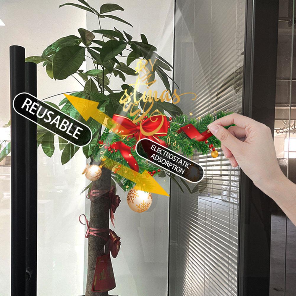 45cm*60cm Window Sticker Christmas Decorative Door Sticker for Christmas Party Static Cling Removable Home Decor Holiday Gifts