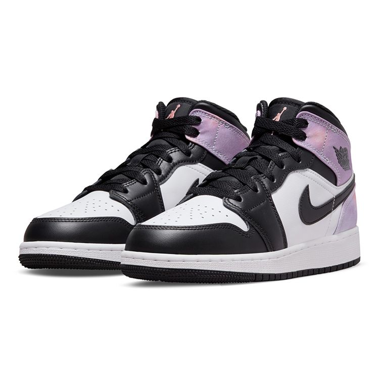 Air Jordan 1 Mid SE GS Zen Master Kids Sneakers White Black Amethyst-Wave DM6216-001