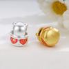 Handmade Sterling Silver 999 Strawberry Bear Macaron Jewelry Charm
