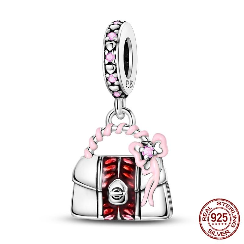 100% Copper Lipstick High Heels Bag Charms Fit Original Bracelet Jewelry Making For Women Gift