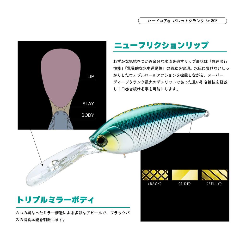 DUEL HARDCORE Hardcore Bullet Crank 80F Crankbait Freshwater 80mm Blue Sexy Shad 5+ [Fishing Tackle, Bass] R1421-BSSH 03