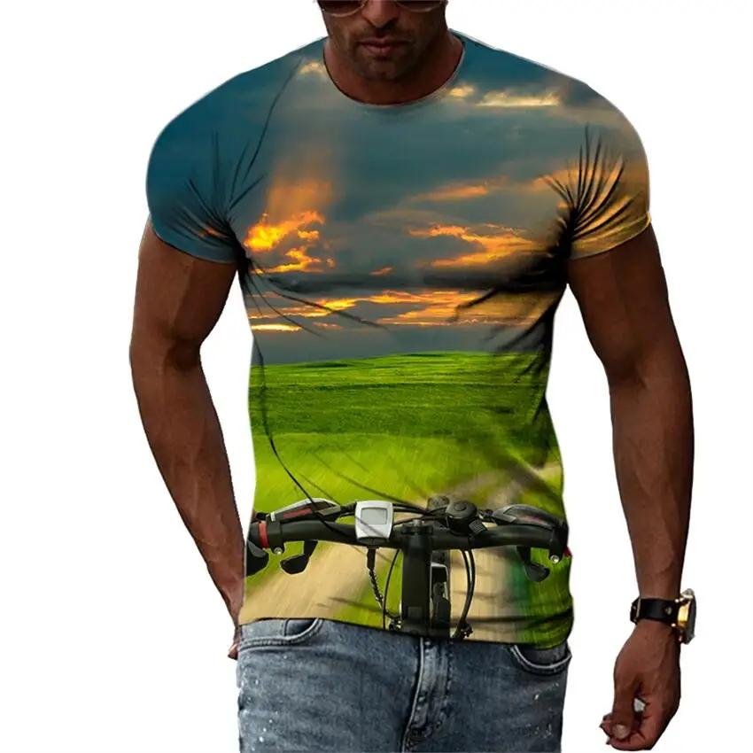Neuer Trend Sommermode Fahrrad Herren T-Shirt Lässiges Print T-Shirt Hip Hop Personalisiert Rundhals Kurz Großes Oberteil