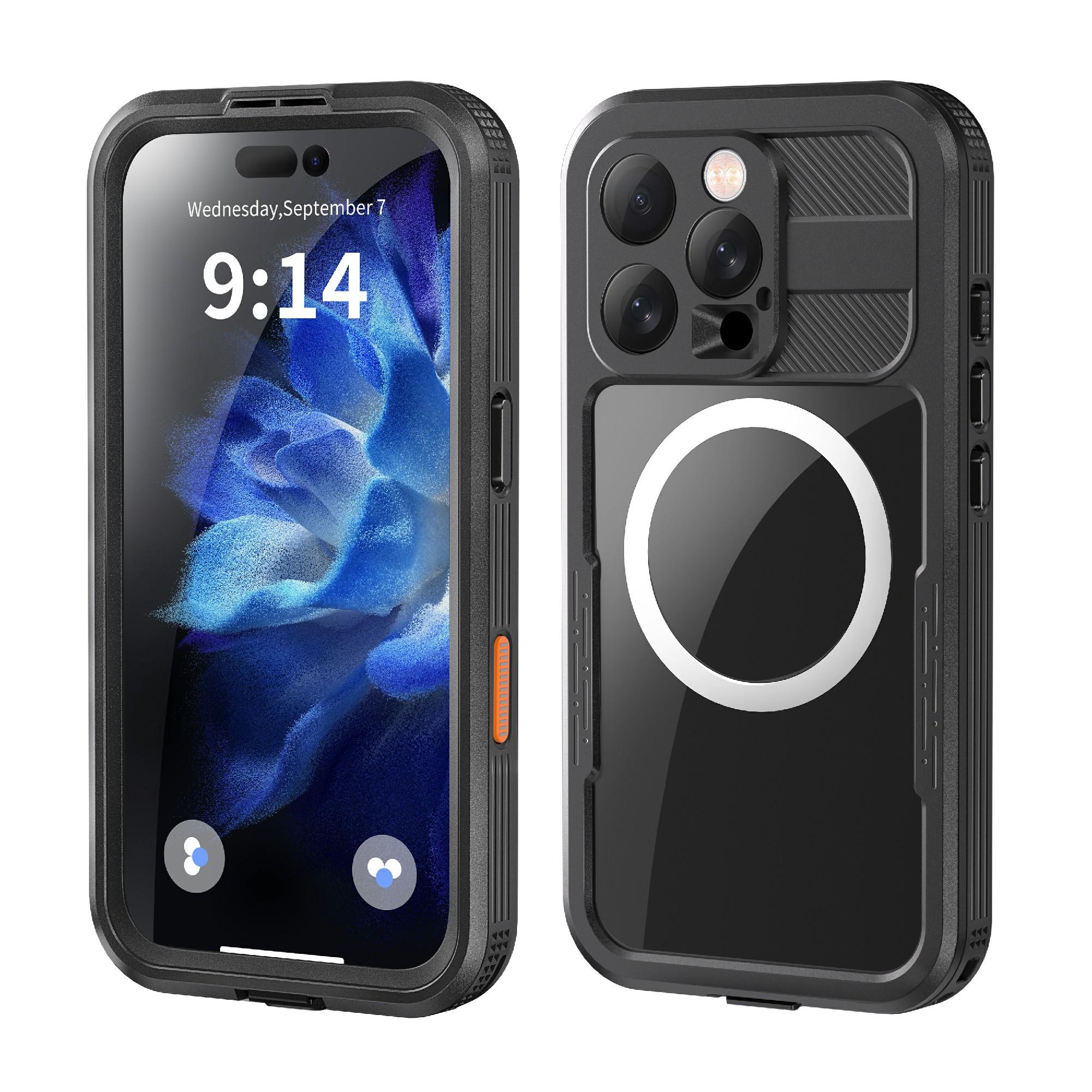 

REDPEPPER Чехол для iPhone 16 Pro, совместимый с MagSafe, водонепроницаемый IP68, прозрачная накладка для телефона Black