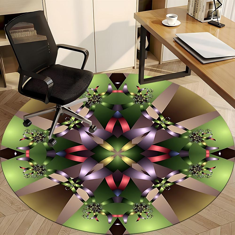 1pc Kaleidoscope PatternsChair Carpet for Office, Indoor Non-Slip Washable Polyester Fiber Carpet, Mat For Office, Machine Washable