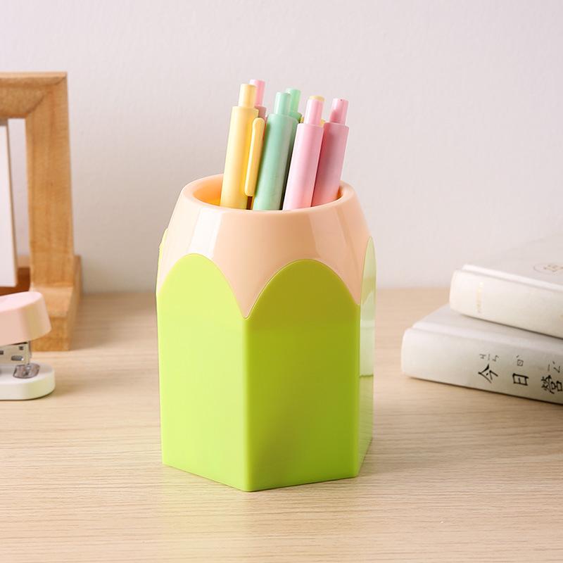 Creative Desktop Pen Holder: Large Capacity Pencil Organizer with Stylish Contrasting Colors for Students and Office Use