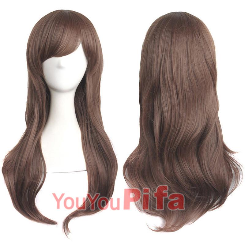 Long Curly Cosplay Wig for Women - 70cm, Gold/Pink/Blue, Realistic Full Wig with Headband