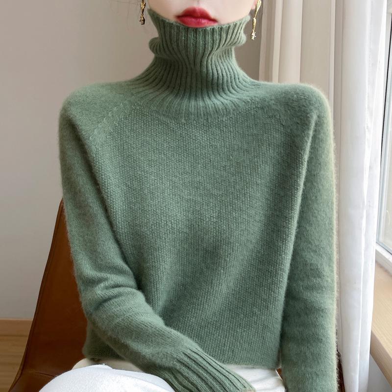 Women's Osmanthus Stitch High-Collar Wool Sweater: Versatile, Warm Autumn & Winter Knit Long Sleeve Base Layer