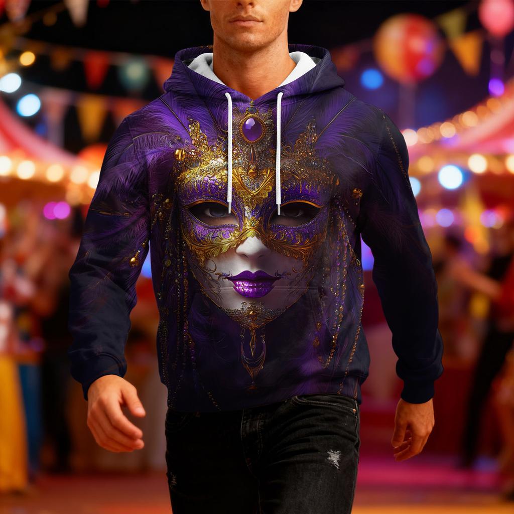 Men's Long-Sleeve Casual Hooded Sweatshirt