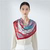 100% Mulberry Silk Square Scarf Double-sided Print Light Luxury Shawl Women Mom Fashion Accessory
