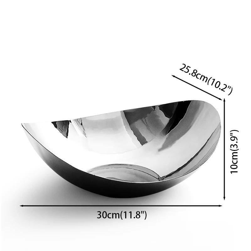 Nordic Stainless Steel Serving Tray Luxury Fruit Bowl Metal Plate Dishes for Candy Dessert Snack Hotel Home Decoration