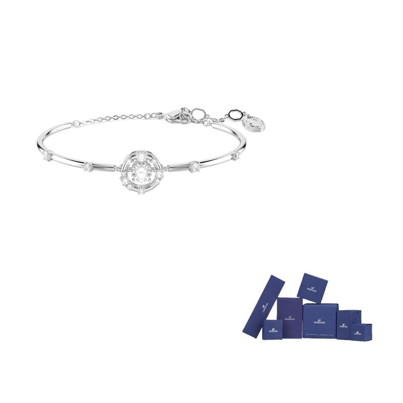 Swarovski Constella Synthetic Cubic Zirconia Rhodium Plated Bangles Unisex White F ( Fits All)-Original brand box белый