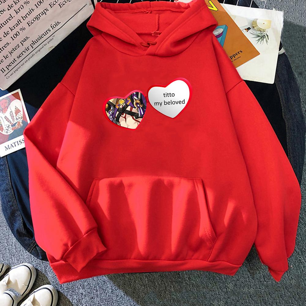 Genshin Impact Hoodies Arataki Itto Heart Print Hoody Ropa Para Dama Crewneck Sweatshirt Spring Warm Fleece Sportswear