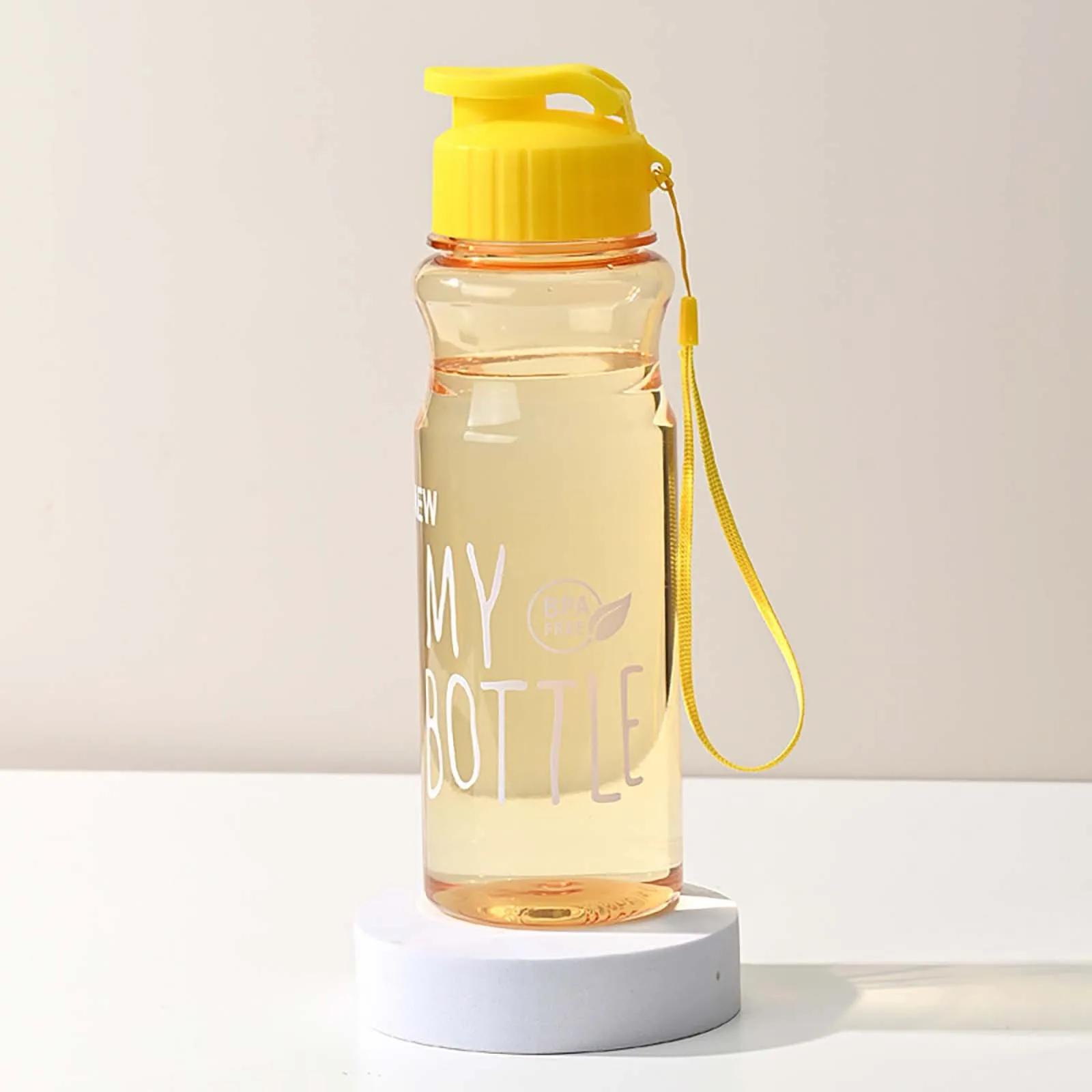 

550ML Transparent Water Bottle Food Grade Portable Fitness Sports Water Bottle Tritan Material with Lanyard Outdoor Supplies One size жёлтый