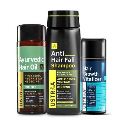 Hair Growth Vitalizer - 100ml - Anti Hair Fall Shampoo 250ml - Clinically Tested To Reduce Hairfall by 64% & Ayurvedic Hair Oil 200ml