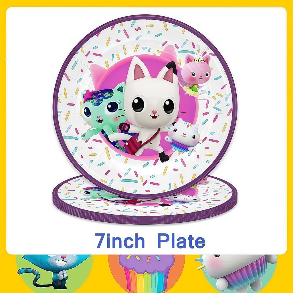 Gabby Dollhouse Birthday Decoration Gabby Disposable Dishes For Parties Girls Boys Favors Baby Shower Supplies Child Party Decor