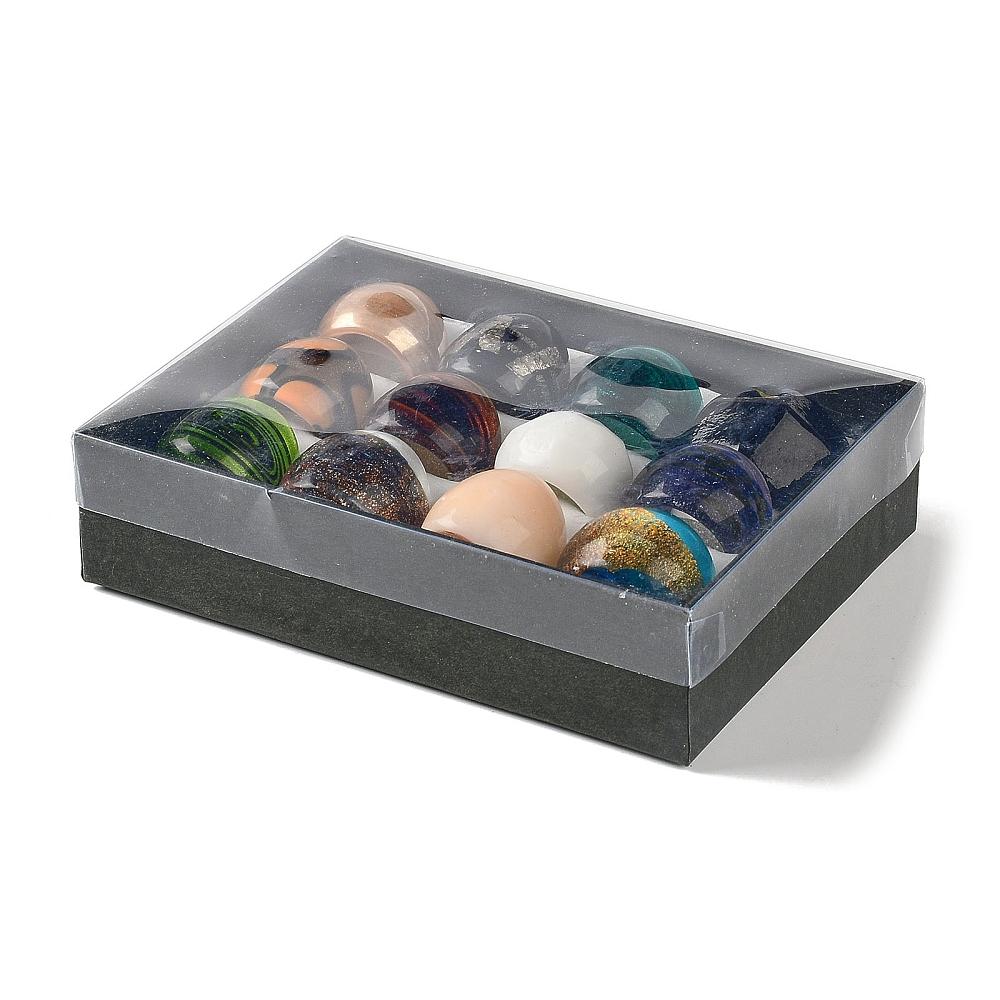 Mixed Handmade Lampwork Wide Band Rings, Mixed Color, 17~20mm, 12pcs/box