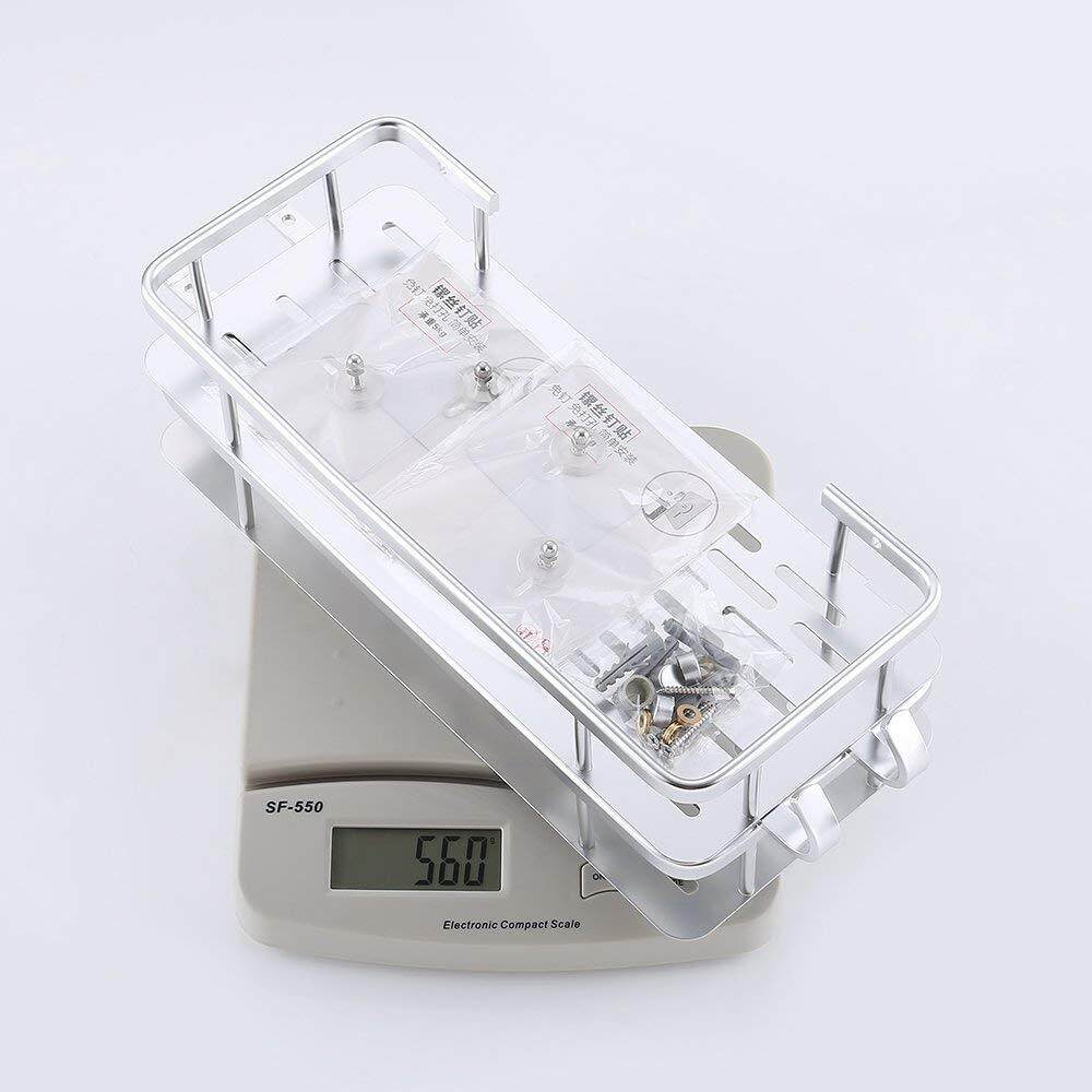 Adhesive Suction Bathroom Shelf No Drill Aluminum Rectangle Wall Mount Shower Caddy Organizer Screw Free Anodized