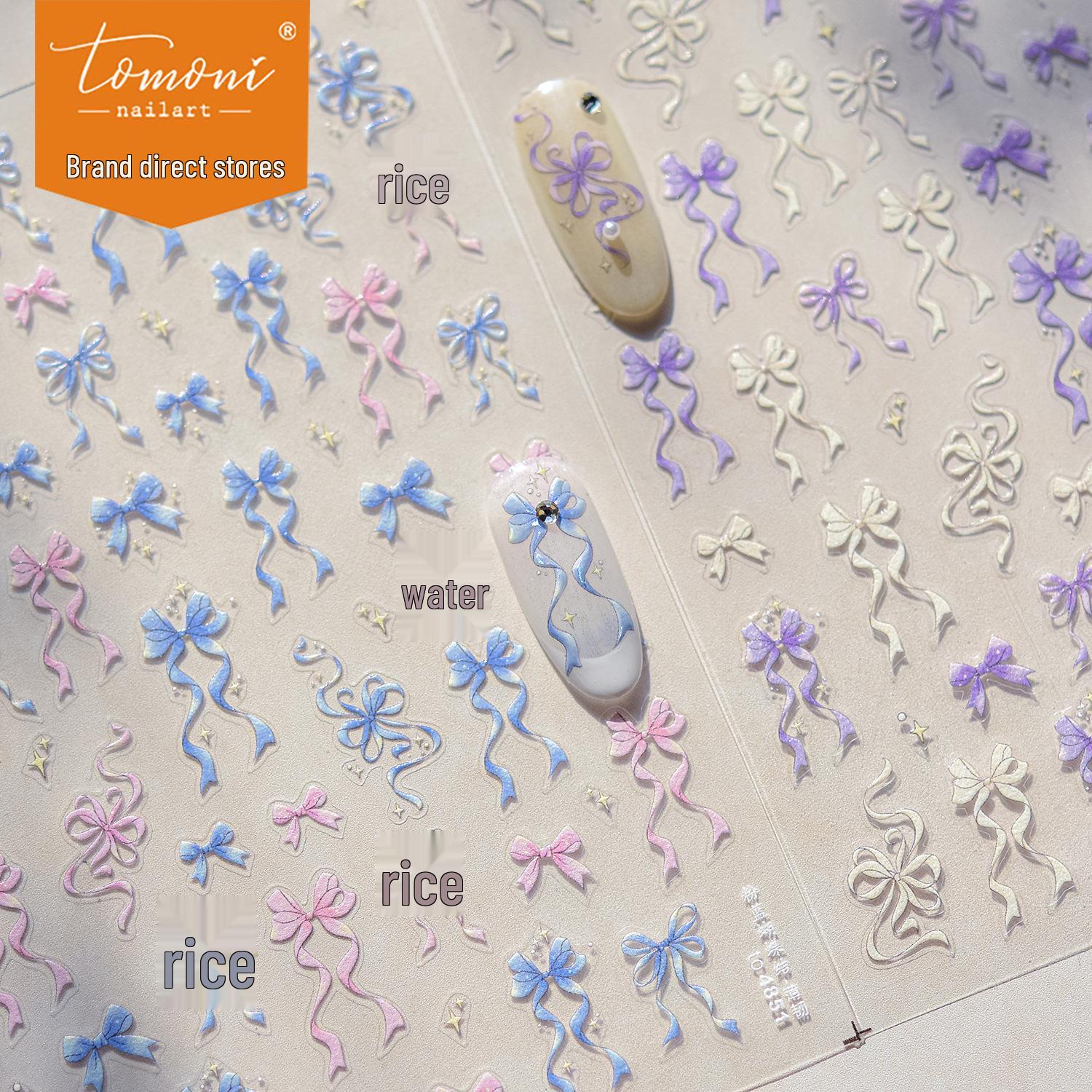 

Tomoni Durable & Adorable Japanese Children s Nail Stickers: Flowing Bow Design
