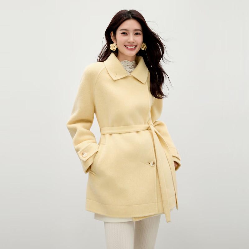 Qiushui Yiren Women's Oblique Placket Wool Jacket Coat