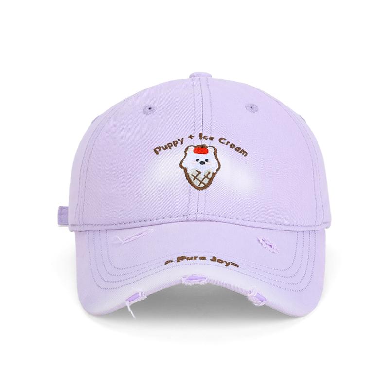 Korean Embroidered Puppy Baseball Cap, Deep Top, Big Head Circumference, Sun Protection and Sunshade Hat