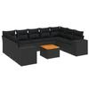 VidaXL Salon de Jardin avec Coussins 10 pcs, Canapés de Terrasse, Ensemble de Meubles de Patio, Mobilier d'Extérieur, Noir 3225586