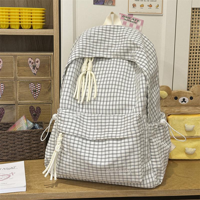 Campus Schoolbag Women's Plaid Backpack Student Large Capacity Backpack