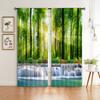 2 Panels Nature Landscape Sunshine Forest Curtain Waterfall Semi Blackout Curtain For Bedroom Living Room Window Kitchen Office