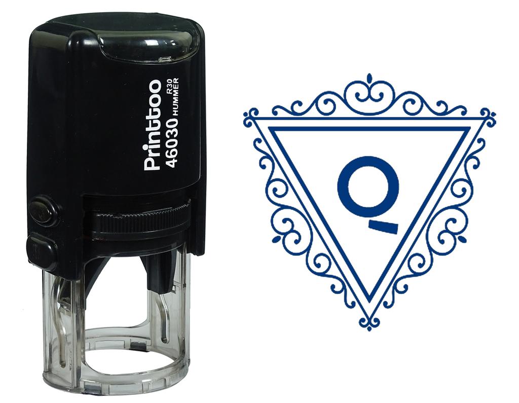 Printtoo Q Alphabet Swirl Border Triangle Monogram Initial Self Inking Rubber Stamp Office