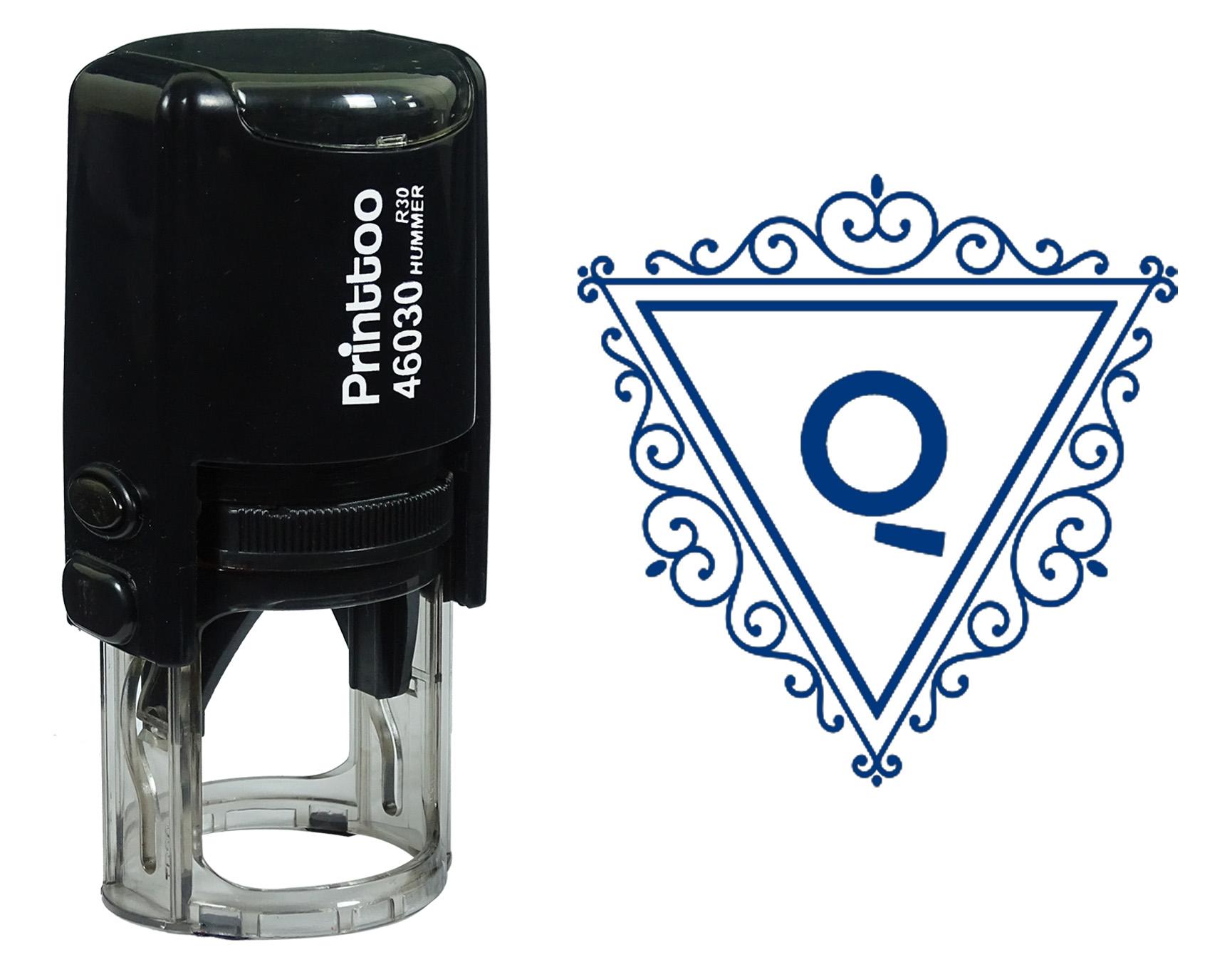 

Printtoo Q Літера Вихор Межа Трикутник Монограма Ініціал Автоматичний Гумовий Штамп Офіс 30 mm Diameter (Approx) синій