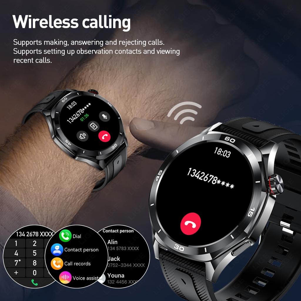 New Smart Watch Men Wireless Call IP67 Waterproof Sport Fitness Watch Voice Assistant Heart Rate Health Monitor Smartwatch