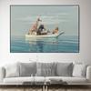 Animal Lion Rhino Elephant Giraffe Wooden Boat Canvas Painting Posters and Prints Wall Pictures Living Room Home Decor No Frame