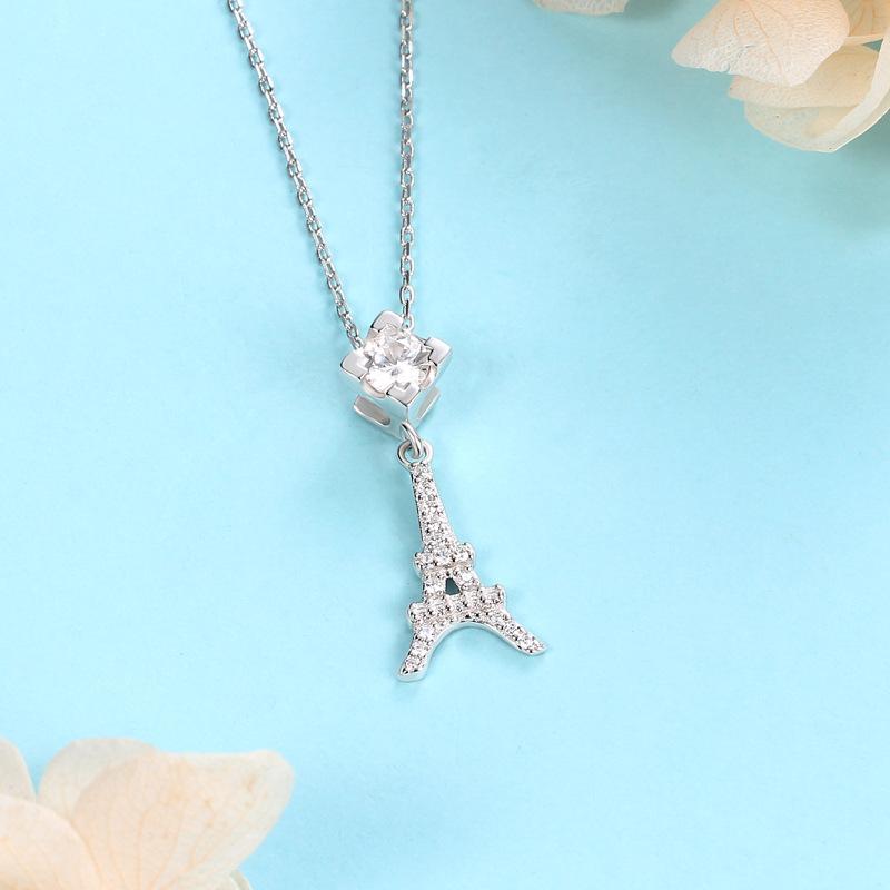 Jewelry Eiffel Tower Diamond Necklace Fashion Pendant Personalized Clavicle Chain