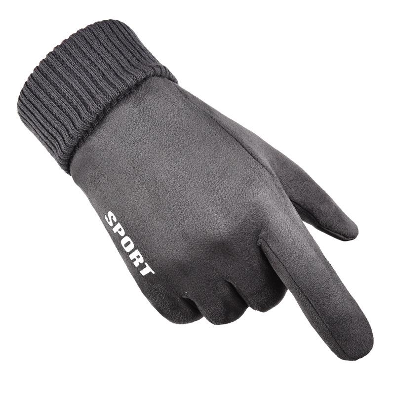 Men's and Women's Winter Touchscreen Gloves: Windproof, Suede, Two-Fingerless Design, Non-Slip, Warm, Female Student-Friendly.